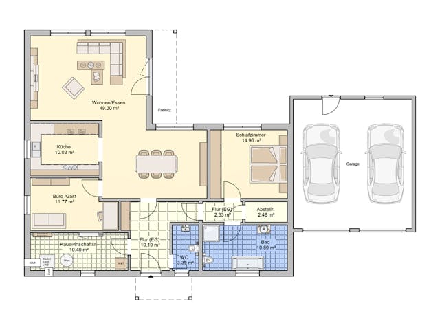 Fertighaus Pli von Fingerhut Haus Schlüsselfertig ab 405951€, Bungalow Grundriss 1