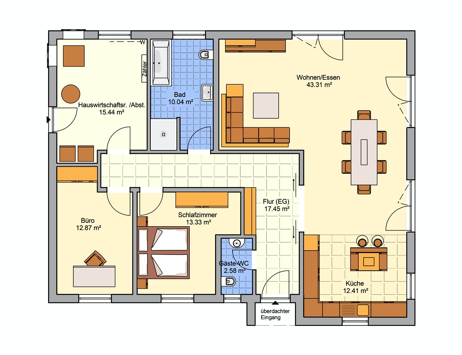Fertighaus Carpe von Fingerhut Haus Schlüsselfertig ab 397269€, Bungalow Grundriss 1