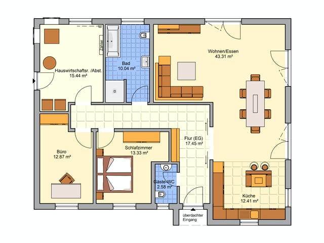 Fertighaus Carpe von Fingerhut Haus Schlüsselfertig ab 397269€, Bungalow Grundriss 1