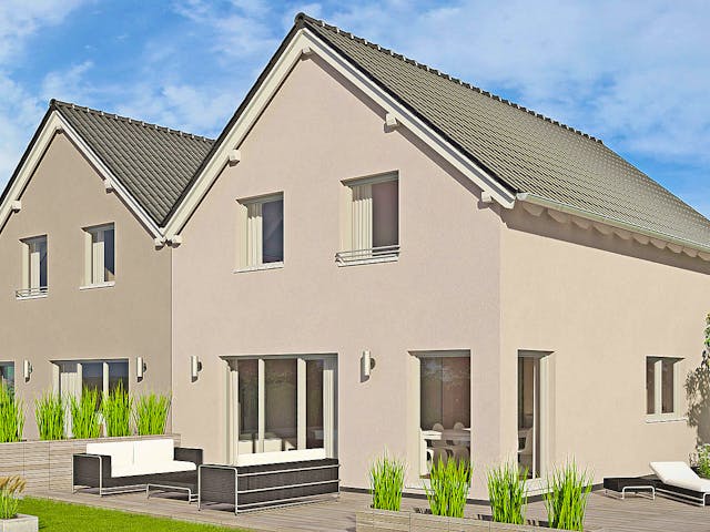 Fertighaus Duett 128 von Fingerhut Haus Schlüsselfertig ab 383254€, Satteldach-Klassiker Außenansicht 1