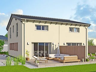 Fertighaus Duett 96 von Fingerhut Haus Schlüsselfertig ab 329789€, Satteldach-Klassiker Außenansicht 1