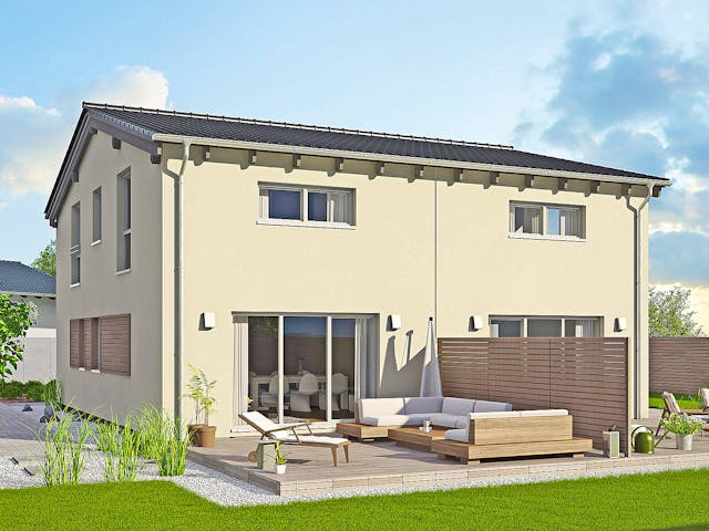 Fertighaus Duett 96 von Fingerhut Haus Schlüsselfertig ab 329789€, Satteldach-Klassiker Außenansicht 1