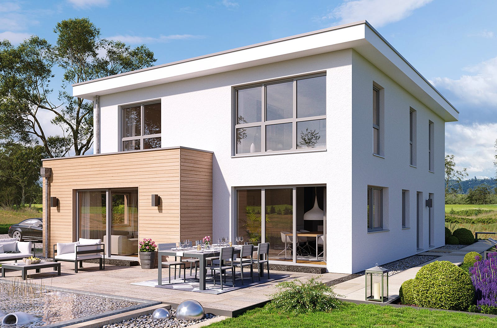 Fertighaus Freiburg von Fingerhut Haus Schlüsselfertig ab 597971€, Cubushaus Außenansicht 1