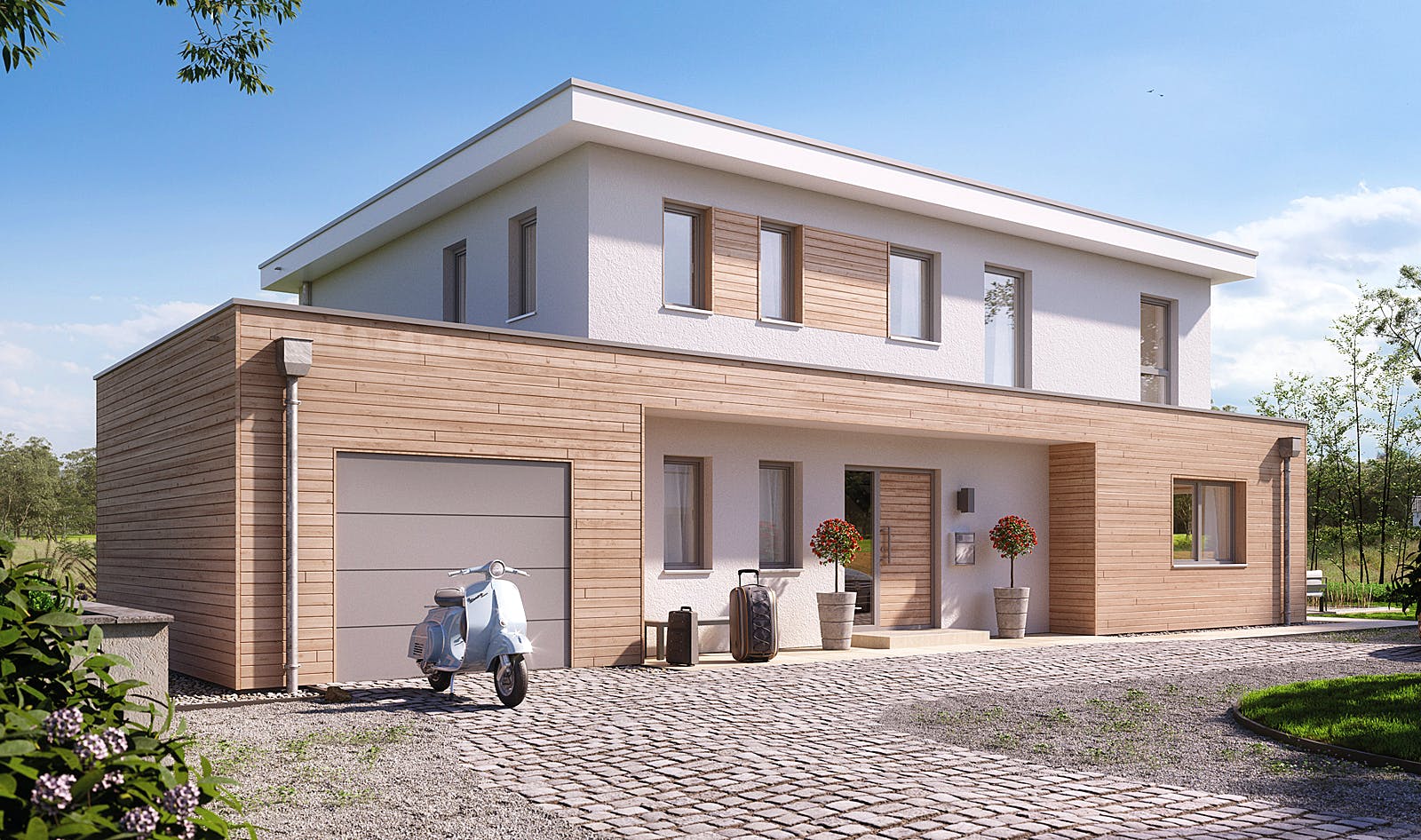 Fertighaus Freiburg von Fingerhut Haus Schlüsselfertig ab 597971€, Cubushaus Außenansicht 2