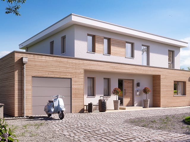 Fertighaus Freiburg von Fingerhut Haus Schlüsselfertig ab 597971€, Cubushaus Außenansicht 2