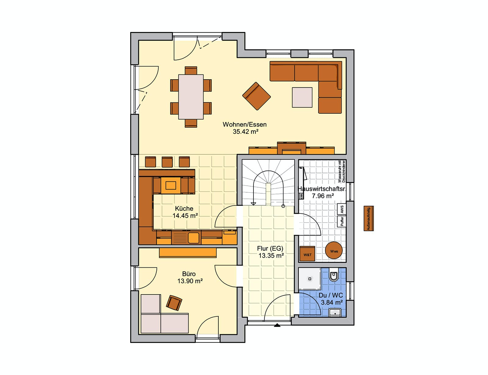 Fertighaus Granda von Fingerhut Haus Schlüsselfertig ab 474400€, Pultdachhaus Grundriss 1