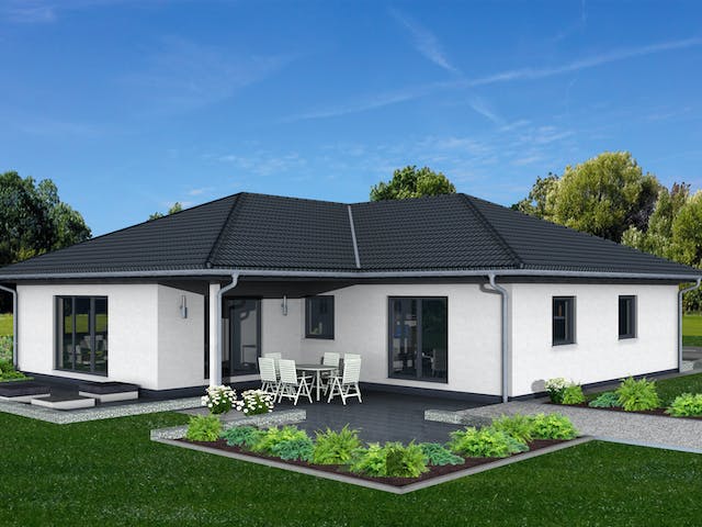 Fertighaus Junto 160 von Fingerhut Haus Schlüsselfertig ab 525699€, Bungalow Außenansicht 2