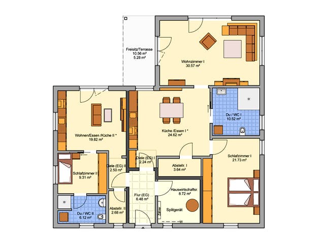 Fertighaus Junto 160 von Fingerhut Haus Schlüsselfertig ab 525699€, Bungalow Grundriss 1