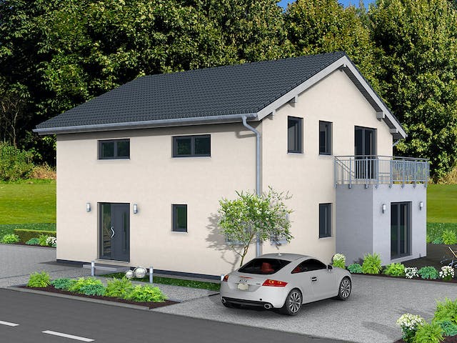 Fertighaus Junto 173 von Fingerhut Haus Schlüsselfertig ab 550019€, Satteldach-Klassiker Außenansicht 1