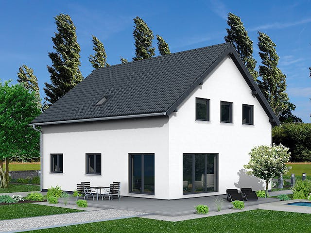 Fertighaus Junto 175 von Fingerhut Haus Schlüsselfertig ab 536992€, Satteldach-Klassiker Außenansicht 1