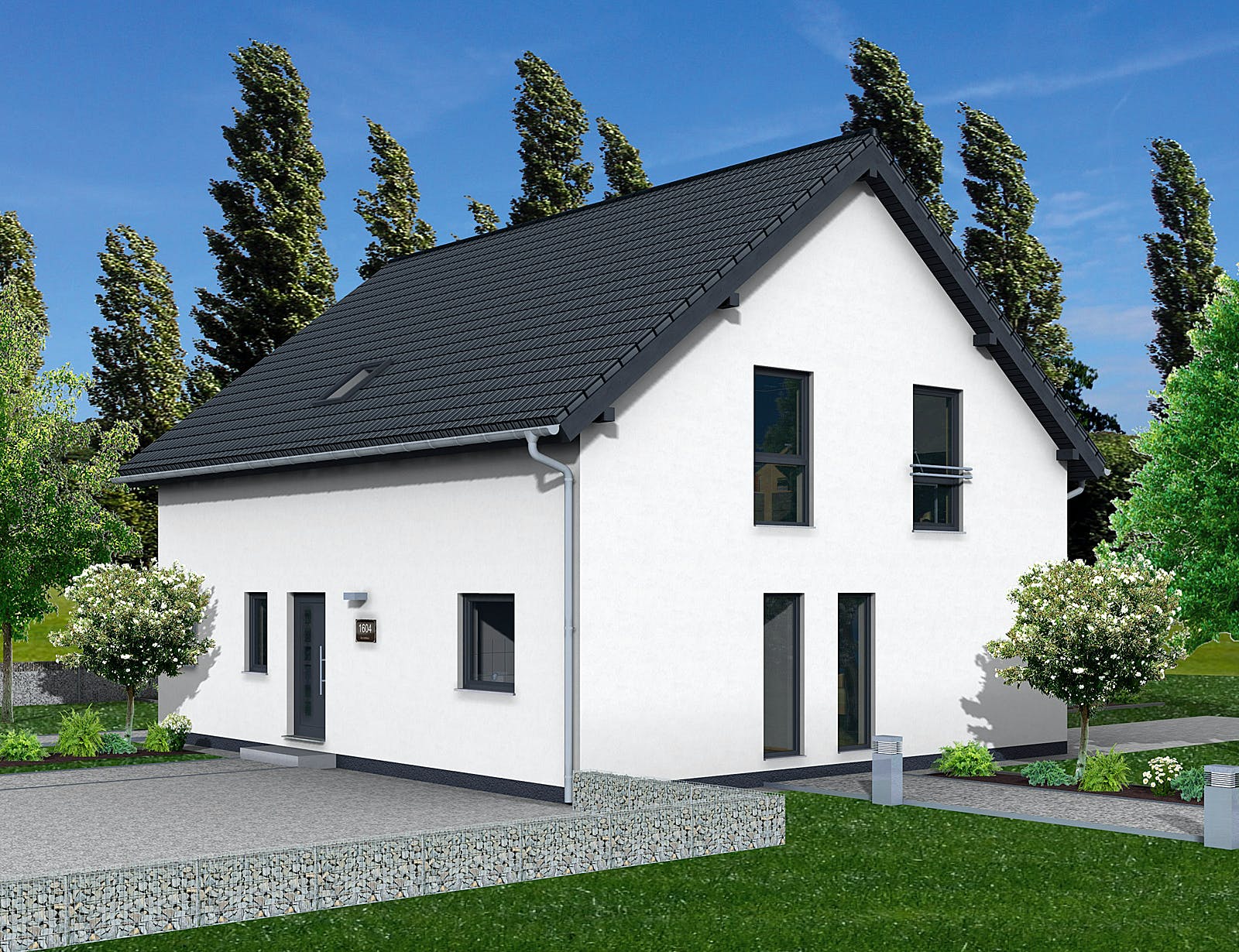 Fertighaus Junto 175 von Fingerhut Haus Schlüsselfertig ab 536992€, Satteldach-Klassiker Außenansicht 2