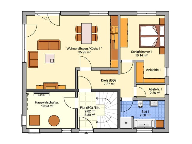 Fertighaus Junto 175 von Fingerhut Haus Schlüsselfertig ab 536992€, Satteldach-Klassiker Grundriss 1