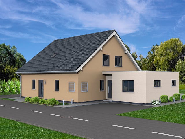 Fertighaus Junto 224 von Fingerhut Haus Schlüsselfertig ab 654868€, Satteldach-Klassiker Außenansicht 1