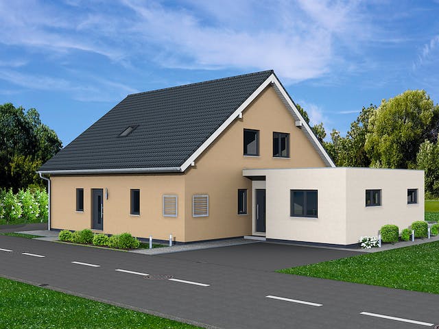 Fertighaus Junto 224 von Fingerhut Haus Schlüsselfertig ab 654868€, Satteldach-Klassiker Außenansicht 1
