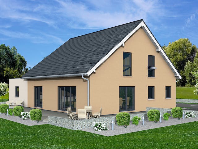 Fertighaus Junto 224 von Fingerhut Haus Schlüsselfertig ab 654868€, Satteldach-Klassiker Außenansicht 2