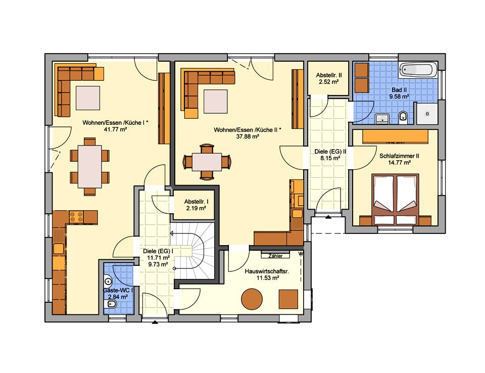 Fertighaus Junto 224 von Fingerhut Haus Schlüsselfertig ab 654868€, Satteldach-Klassiker Grundriss 1