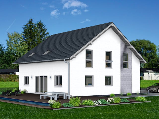 Fertighaus Junto 225 von Fingerhut Haus Schlüsselfertig ab 620281€, Satteldach-Klassiker Außenansicht 1