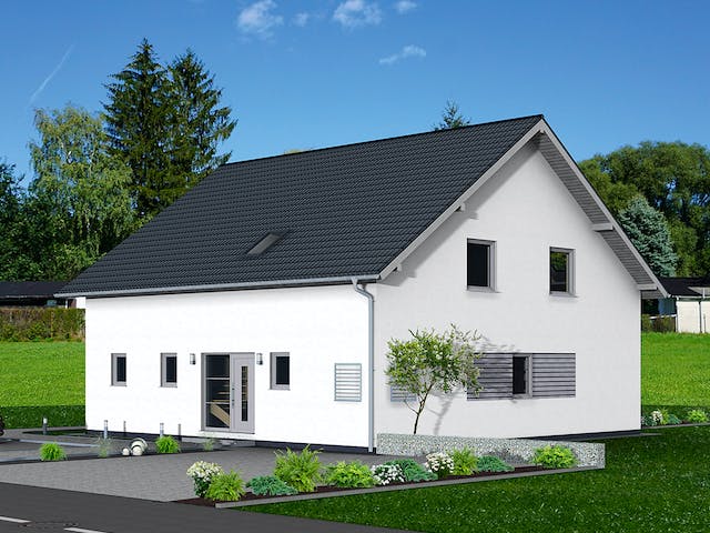 Fertighaus Junto 225 von Fingerhut Haus Schlüsselfertig ab 620281€, Satteldach-Klassiker Außenansicht 2