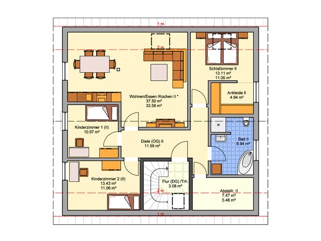 Fertighaus Junto 225 von Fingerhut Haus Schlüsselfertig ab 620281€, Satteldach-Klassiker Grundriss 2