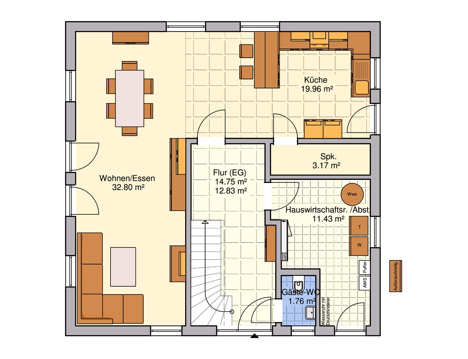 Fertighaus Lando von Fingerhut Haus Schlüsselfertig ab 436768€, Satteldach-Klassiker Grundriss 1