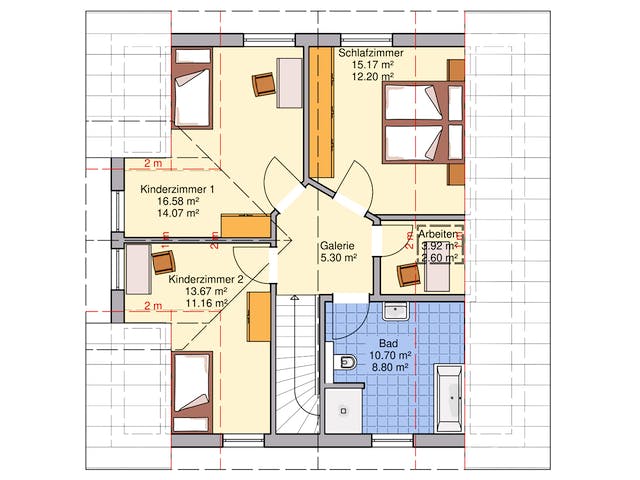 Fertighaus Lando von Fingerhut Haus Schlüsselfertig ab 436768€, Satteldach-Klassiker Grundriss 2