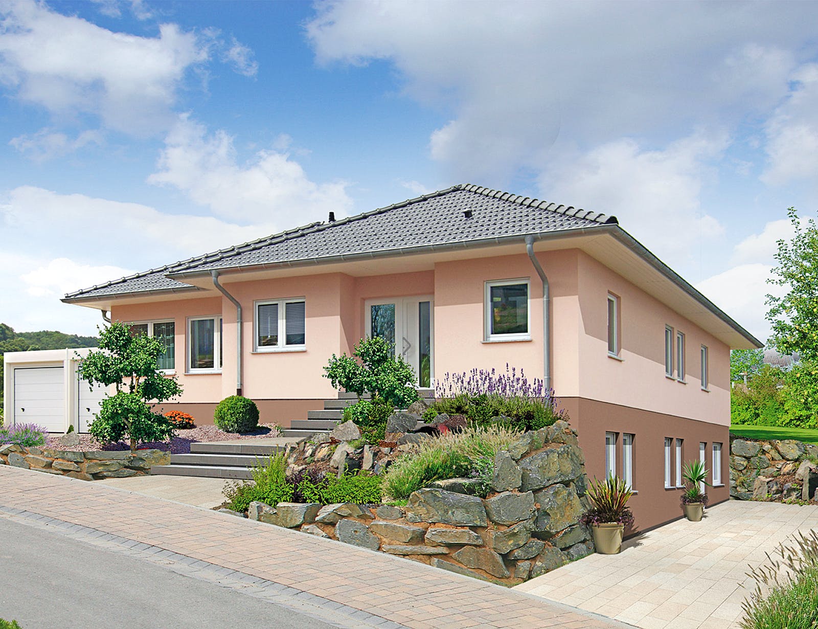 Fertighaus Levita von Fingerhut Haus Schlüsselfertig ab 422925€, Bungalow Außenansicht 1