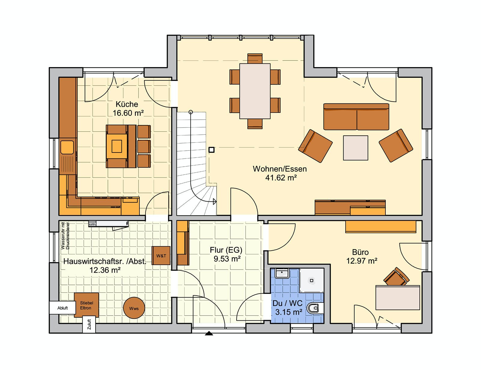Fertighaus Luma von Fingerhut Haus Schlüsselfertig ab 486875€, Satteldach-Klassiker Grundriss 1