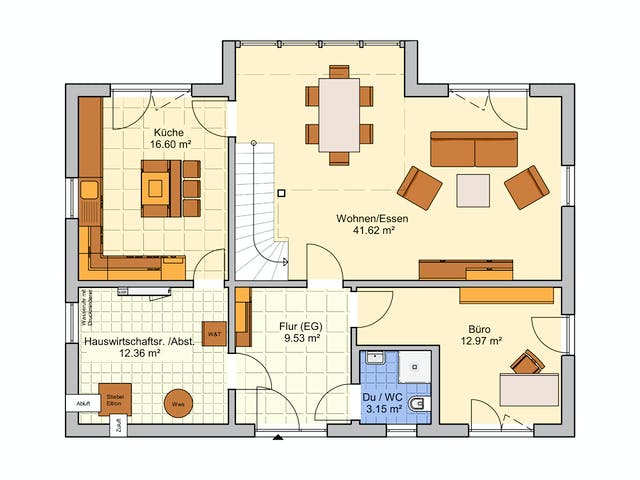 Fertighaus Luma von Fingerhut Haus Schlüsselfertig ab 486875€, Satteldach-Klassiker Grundriss 1