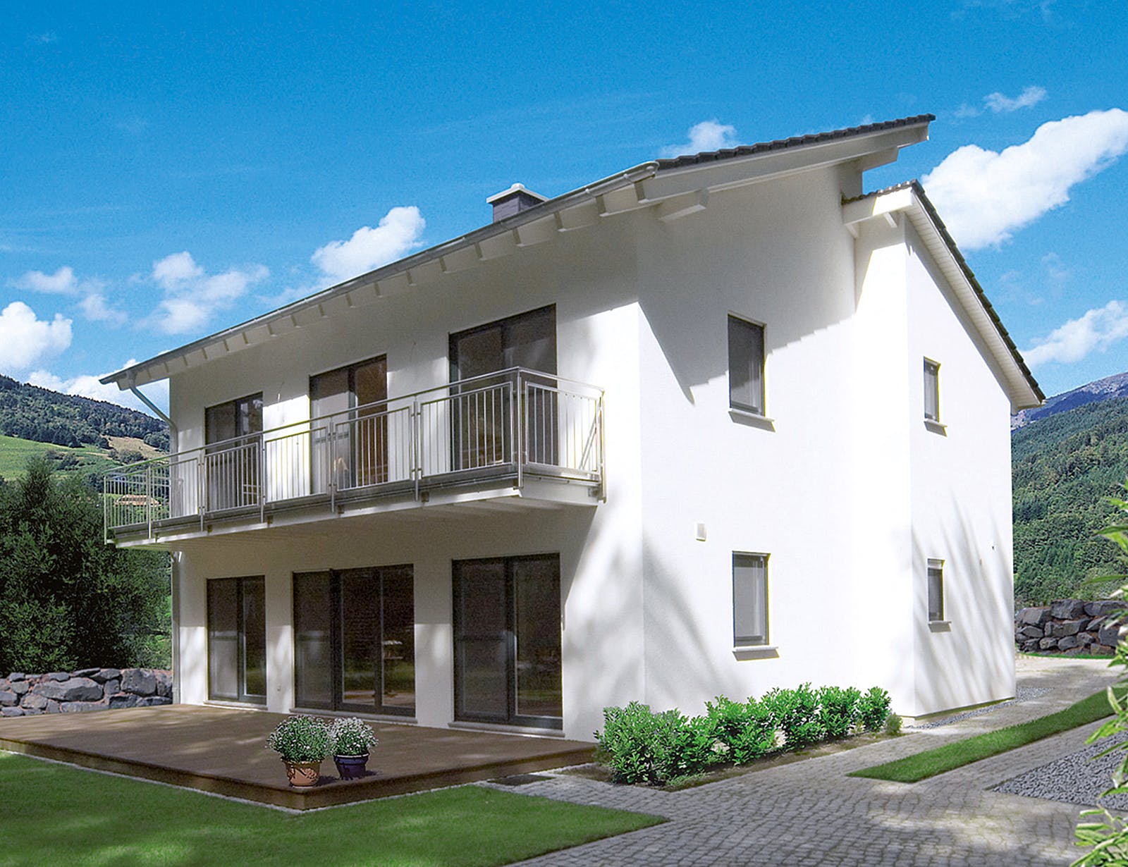 Fertighaus Luxa von Fingerhut Haus Schlüsselfertig ab 532083€, Pultdachhaus Außenansicht 1