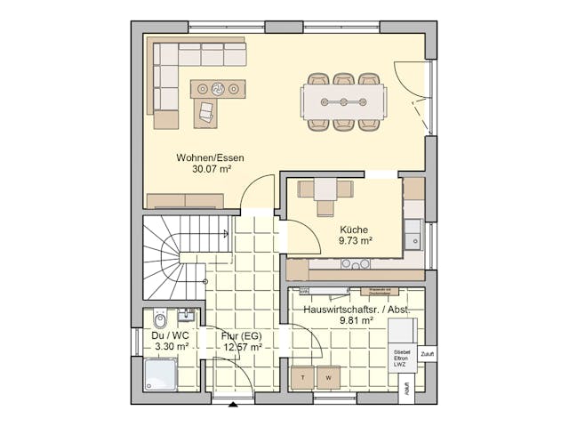 Fertighaus Madrid - Stadtvilla von Fingerhut Haus Schlüsselfertig ab 398832€, Stadtvilla Grundriss 1