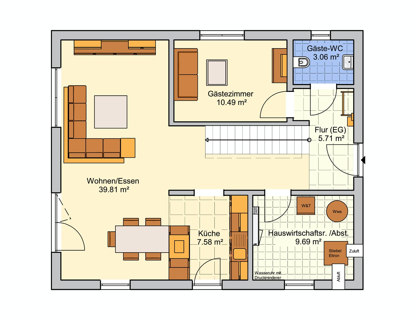 Fertighaus Mainz von Fingerhut Haus Schlüsselfertig ab 406202€, Satteldach-Klassiker Grundriss 1
