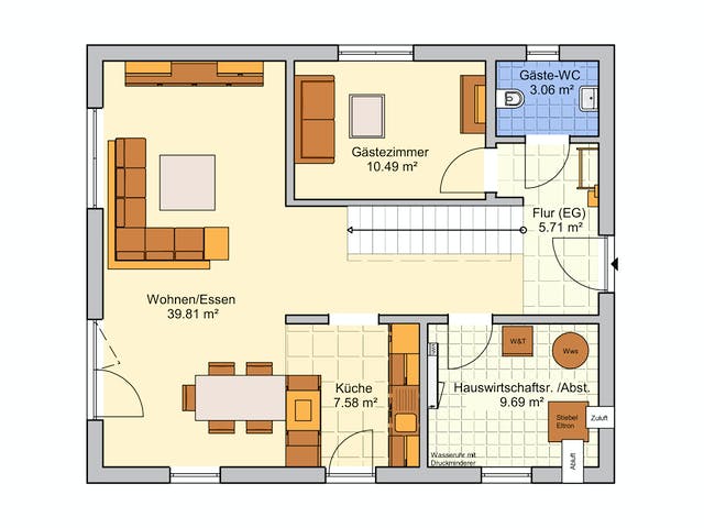 Fertighaus Mainz von Fingerhut Haus Schlüsselfertig ab 406202€, Satteldach-Klassiker Grundriss 1