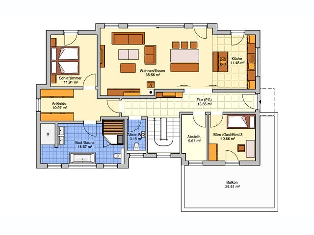 Fertighaus Malgara von Fingerhut Haus, Bungalow Grundriss 1