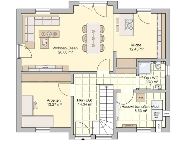 Fertighaus München von Fingerhut Haus Schlüsselfertig ab 431924€, Satteldach-Klassiker Grundriss 1