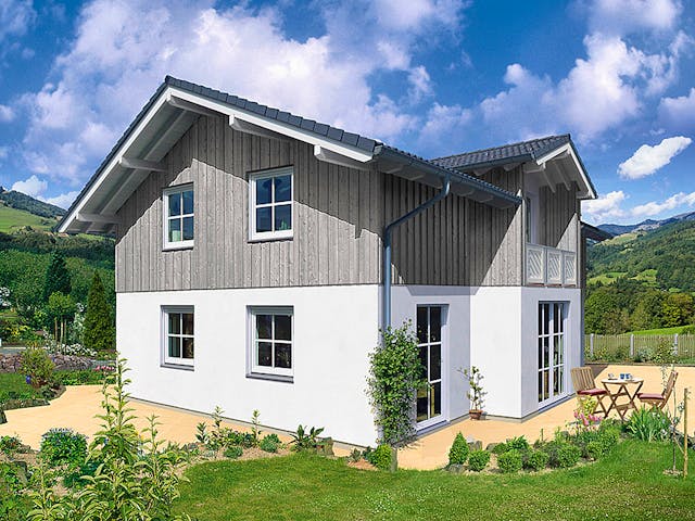 Fertighaus Naturio von Fingerhut Haus Schlüsselfertig ab 425352€, Satteldach-Klassiker Außenansicht 1