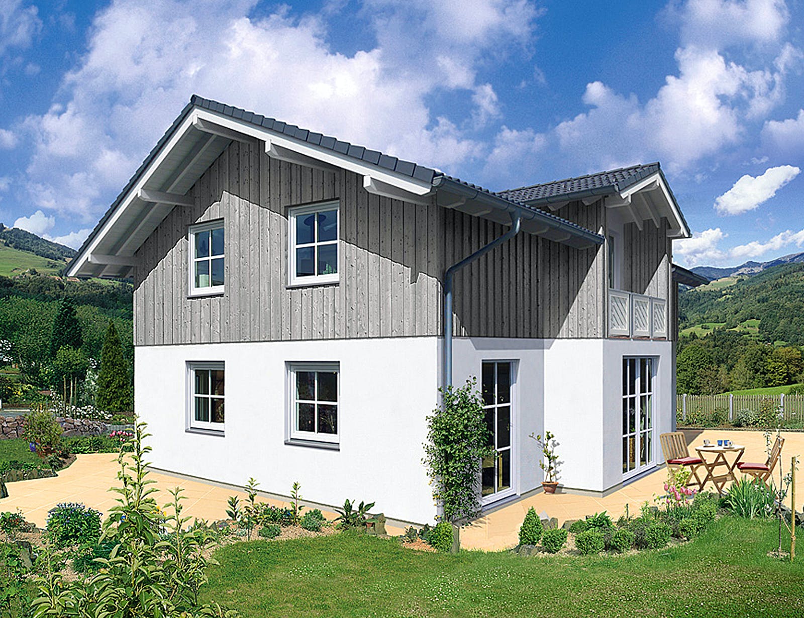 Fertighaus Naturio von Fingerhut Haus Schlüsselfertig ab 423133€, Satteldach-Klassiker Außenansicht 1