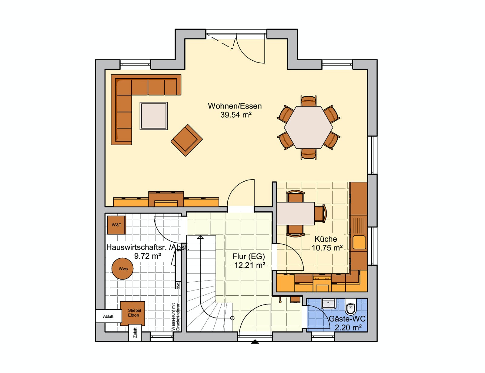 Fertighaus Naturio von Fingerhut Haus Schlüsselfertig ab 423133€, Satteldach-Klassiker Grundriss 1