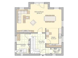 Fertighaus Naturio von Fingerhut Haus Schlüsselfertig ab 422579€, Satteldach-Klassiker Grundriss 1