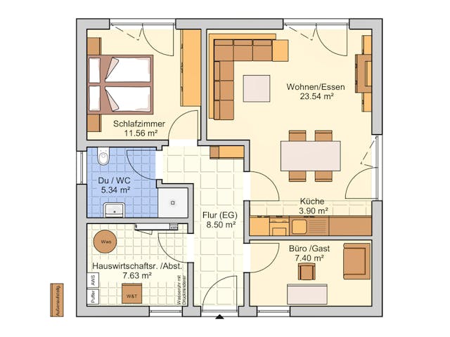 Fertighaus Pico 1 von Fingerhut Haus Schlüsselfertig ab 282934€, Bungalow Grundriss 1