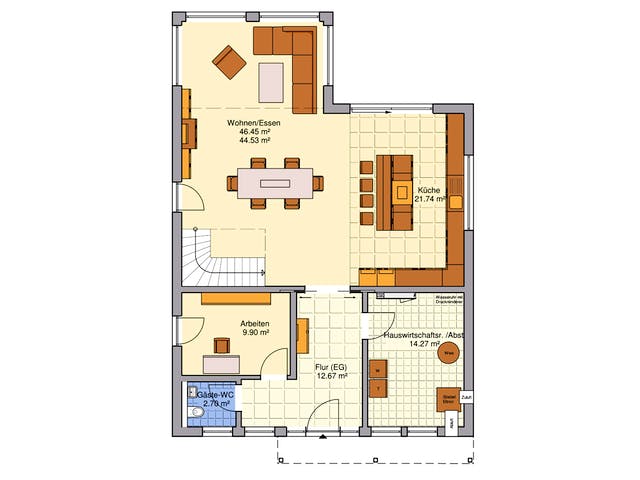 Fertighaus Plata von Fingerhut Haus Schlüsselfertig ab 605008€, Stadtvilla Grundriss 1