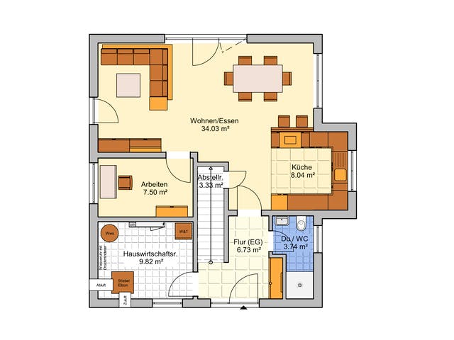 Fertighaus Seko von Fingerhut Haus Schlüsselfertig ab 419283€, Satteldach-Klassiker Grundriss 1