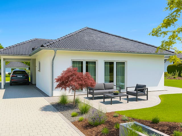 Fertighaus Suno von Fingerhut Haus Schlüsselfertig ab 395692€, Bungalow Außenansicht 1