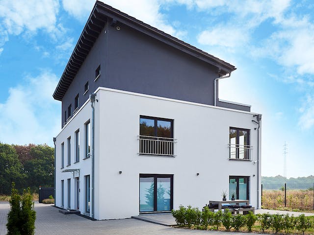 Fertighaus Zweifamilienhaus Tasko von FINGERHUT-HAUS Zwei- & Mehrfamilienhäuser Schlüsselfertig ab 970861€, Außenansicht 1