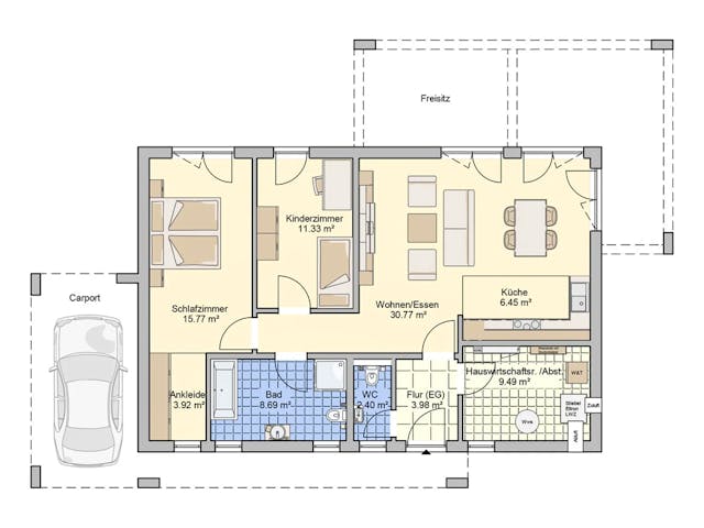 Fertighaus Vespero von Fingerhut Haus Schlüsselfertig ab 358529€, Bungalow Grundriss 1