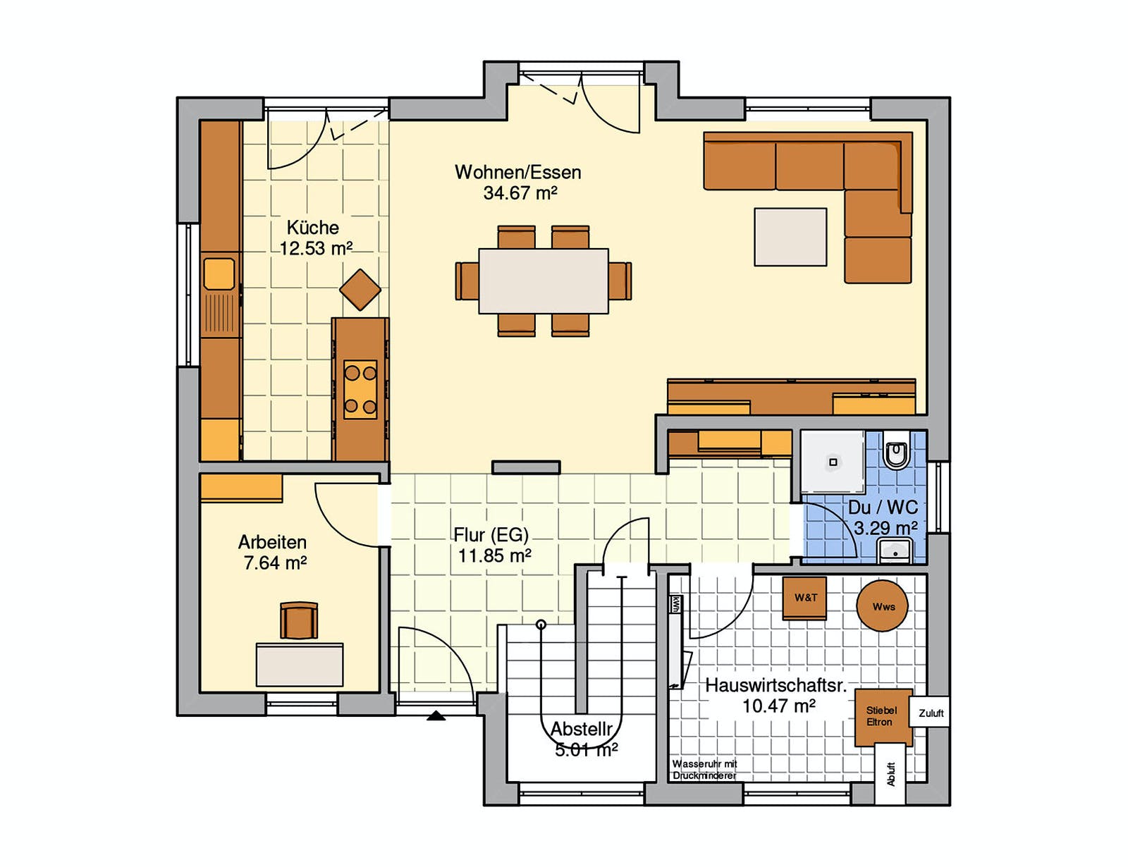 Fertighaus Vinaro von Fingerhut Haus Schlüsselfertig ab 449083€, Satteldach-Klassiker Grundriss 1