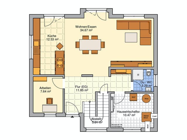 Fertighaus Vinaro von Fingerhut Haus Schlüsselfertig ab 449083€, Satteldach-Klassiker Grundriss 1