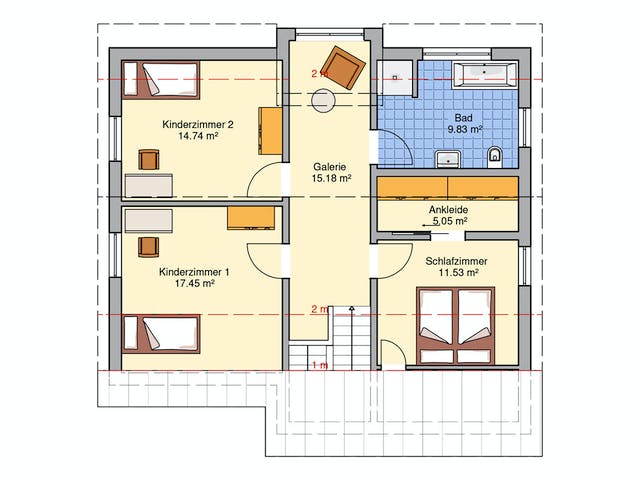 Fertighaus Vinaro von Fingerhut Haus Schlüsselfertig ab 449083€, Satteldach-Klassiker Grundriss 2
