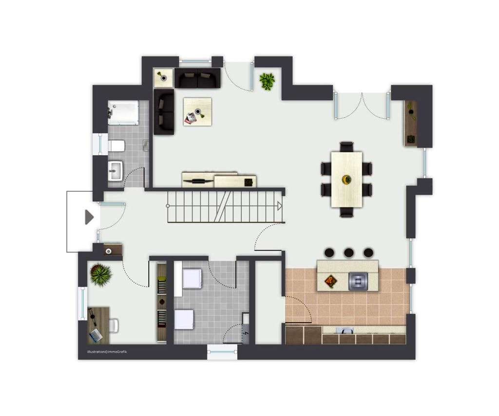 Fertighaus Finkenberg von GUSSEK HAUS Schlüsselfertig ab 438900€, Pultdachhaus Grundriss 1