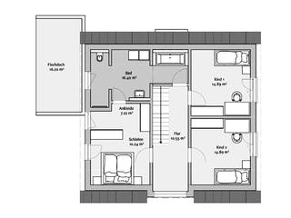 Fertighaus Musterhaus CasaMina von FischerHaus Schlüsselfertig ab 546490€, Satteldach-Klassiker Grundriss 2