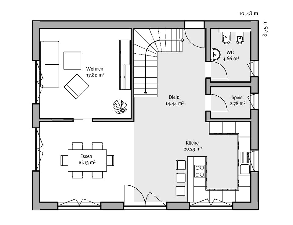 Fertighaus Modern 146 von FischerHaus Schlüsselfertig ab 472006€, Satteldach-Klassiker Grundriss 1